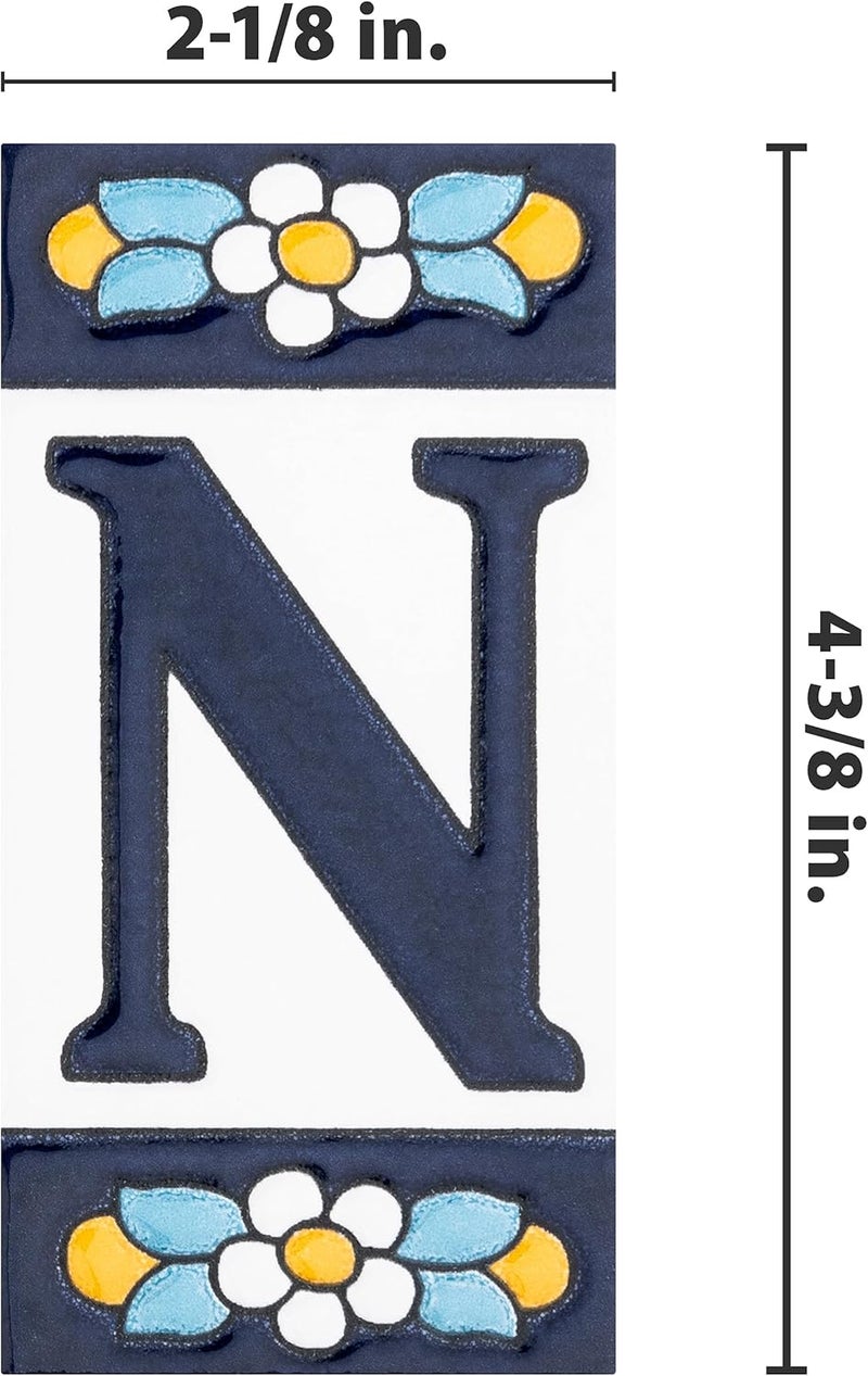 Merola Tile Sevillano Flora Address Letters N 2-1/8" x 4-3/8" Ceramic Wall Tile - Image 4